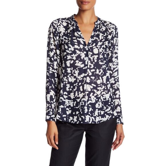 VINCE silk Confetti Print button-down top Blouse size 4 S - Picture 1 of 10